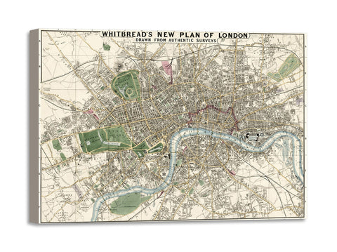 Quadro Stampa su Tela con Telaio in Legno J. Whitbread - Whitbread’s new plan of London