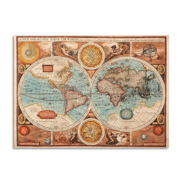 Quadro Stampa su Tela con Telaio in Legno World map