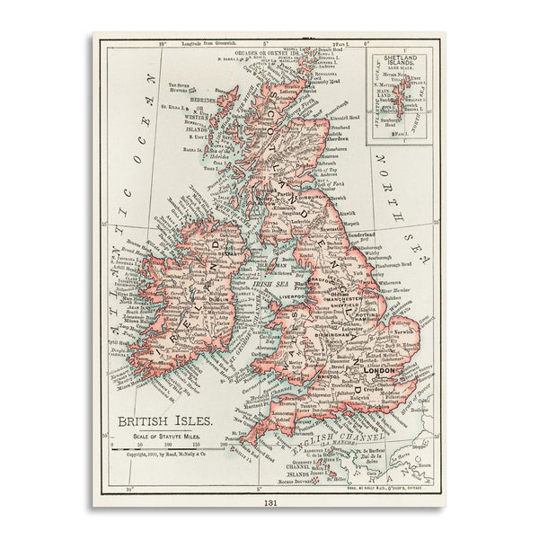 Quadro Stampa su Tela con Telaio in Legno Universal Atlas of the World