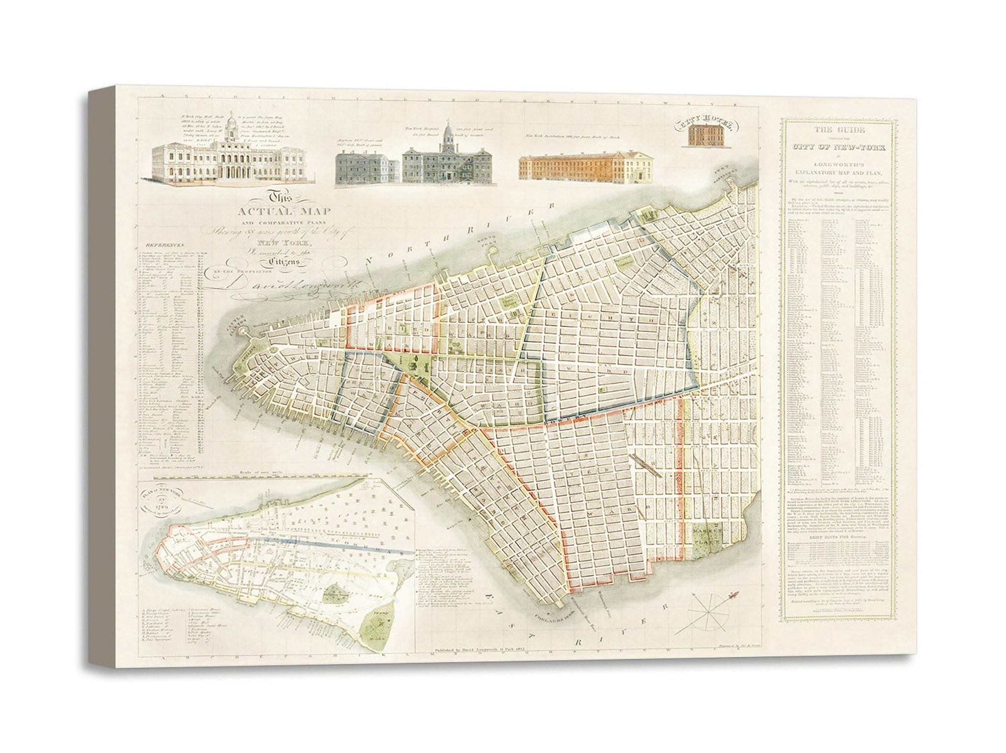 Quadro Stampa su Tela con Telaio in Legno David Longworth - The City of New York