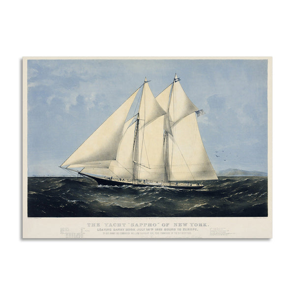 Quadro Stampa su Tela con Telaio in Legno Chromolithograph of the yacht