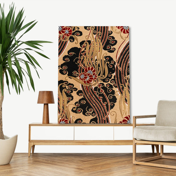 Quadro Stampa su Tela con Telaio in Legno Émile-Alain Séguy Flower pattern Art Deco