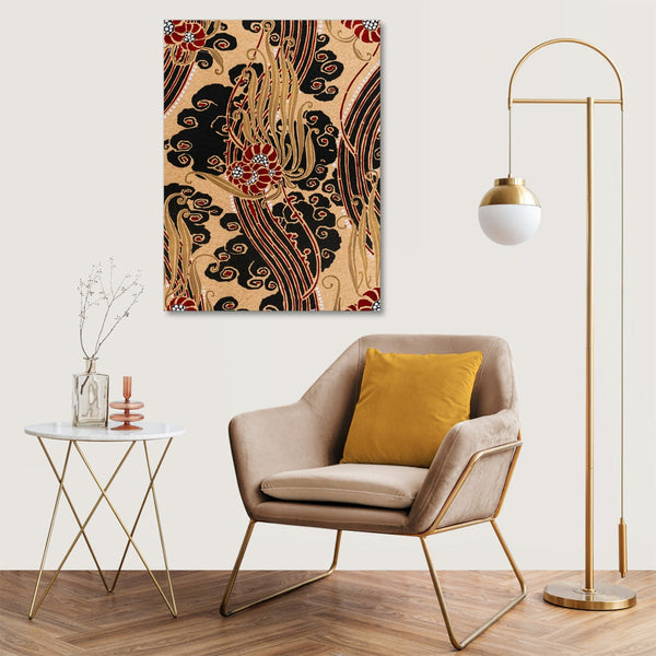 Quadro Stampa su Tela con Telaio in Legno Émile-Alain Séguy Flower pattern Art Deco