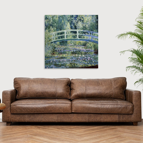 Quadro Stampa su Tela con Telaio in Legno Claude Monet - Water Lilies and Japanese Bridge