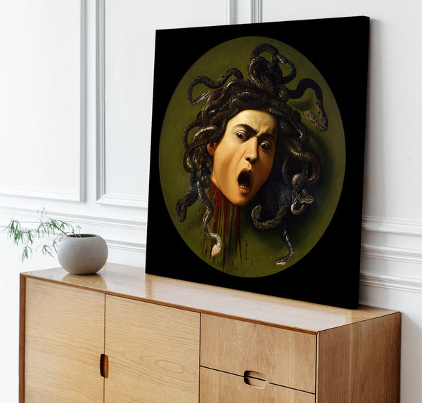 Quadro Stampa su Tela con Telaio in Legno Caravaggio - Medusa