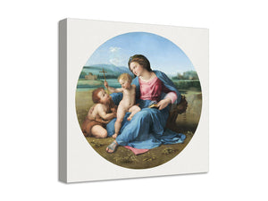 Quadro Stampa su Tela con Telaio in Legno Raffaello Sanzio - The Alba Madonna