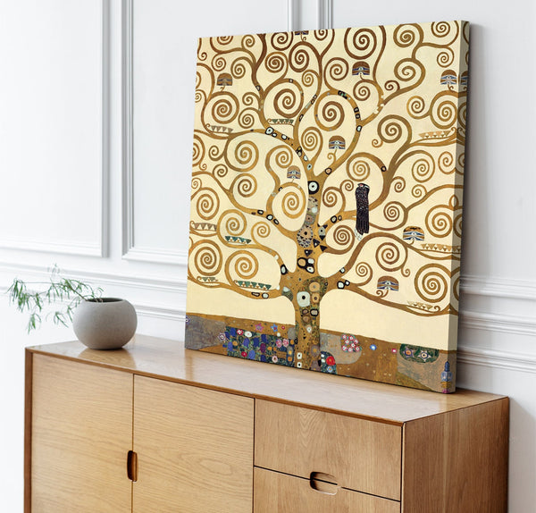 Quadro Stampa su Tela con Telaio in Legno Gustav Klimt - The Tree of Life