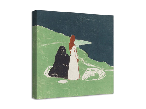 Quadro Stampa su Tela con Telaio in Legno Edvard Munch - Two Women on the Shore