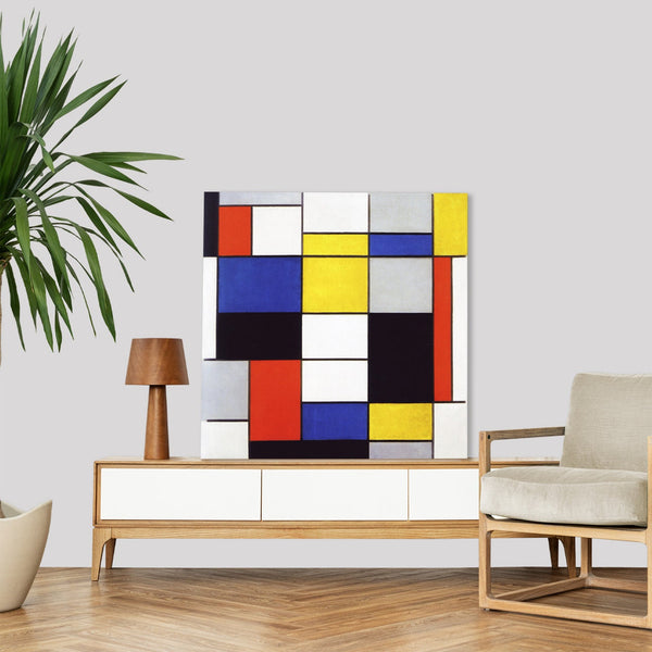 Quadro Stampa su Tela con Telaio in Legno Piet Mondrian - Composition A