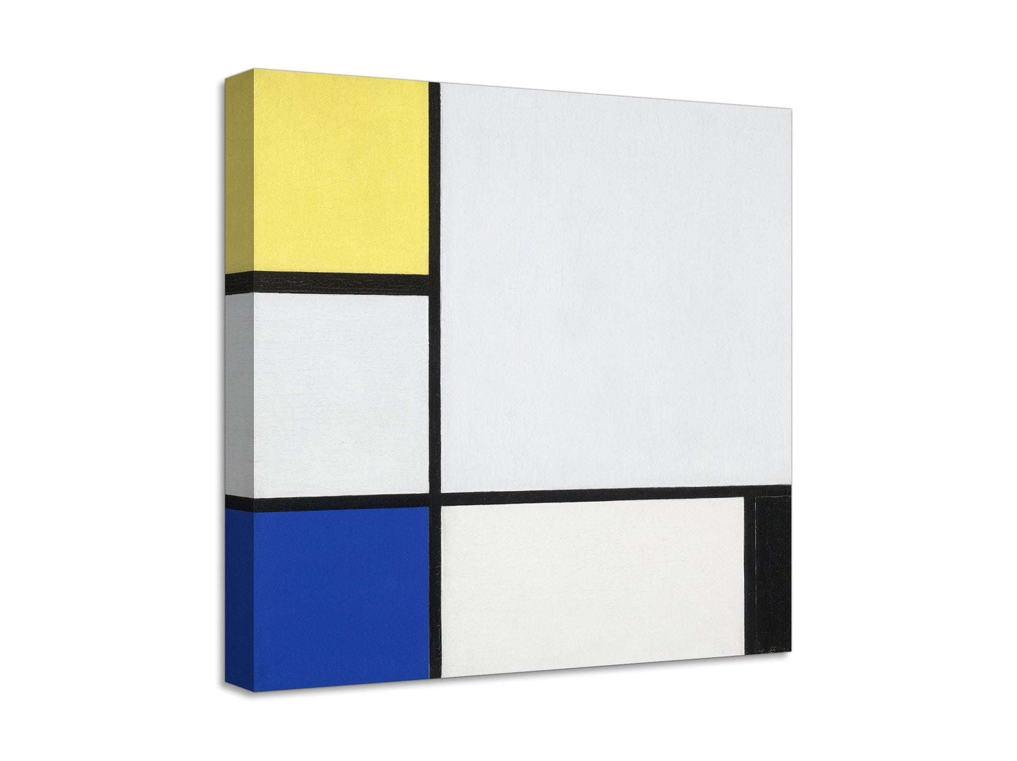 Quadro Stampa su Tela con Telaio in Legno Piet Mondrian - Composition with Yellow, Blue, Black and Light Blue