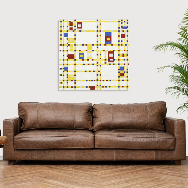 Quadro Stampa su Tela con Telaio in Legno Piet Mondrian - Broadway Boogie Woogie