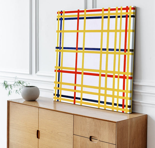 Quadro Stampa su Tela con Telaio in Legno Piet Mondrian - New York City I