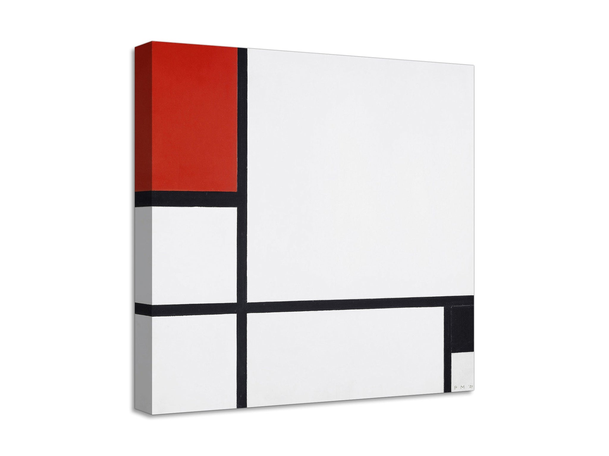 Quadro Stampa su Tela con Telaio in Legno Piet Mondrian - Composition No. I, with red and black