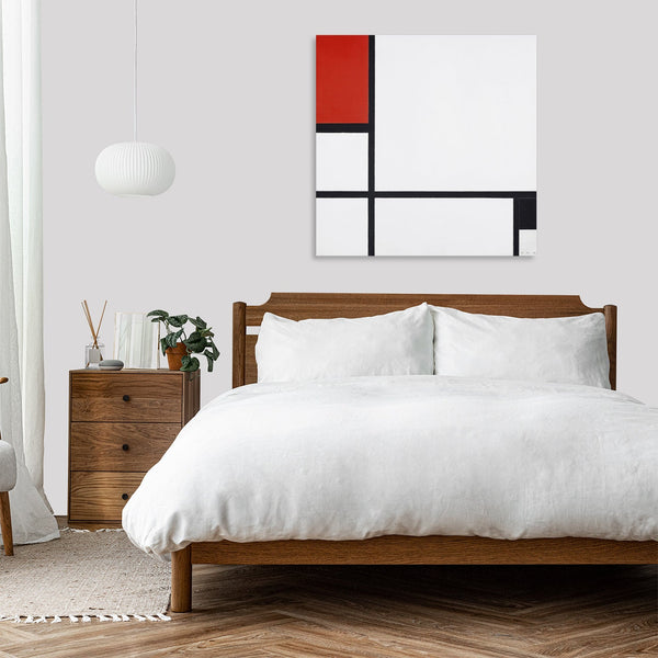 Quadro Stampa su Tela con Telaio in Legno Piet Mondrian - Composition No. I, with red and black