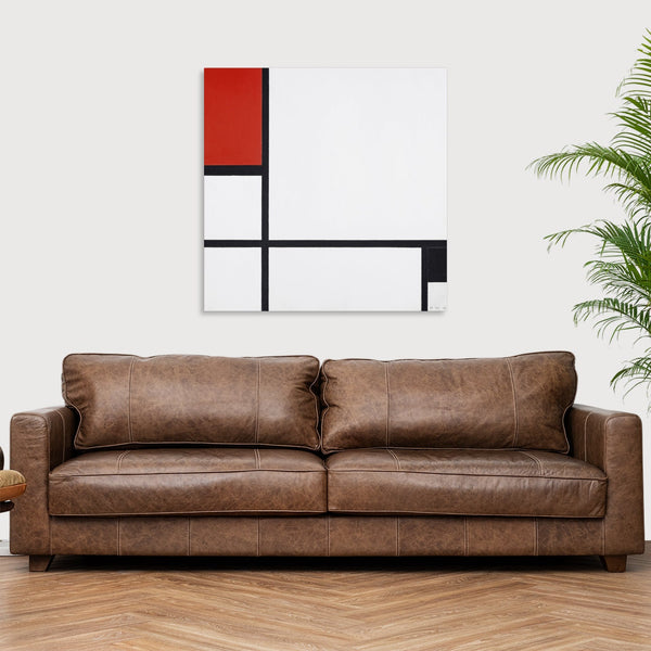 Quadro Stampa su Tela con Telaio in Legno Piet Mondrian - Composition No. I, with red and black