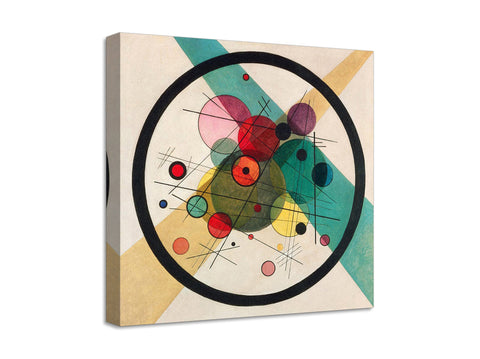 Quadro Stampa su Tela con Telaio in Legno Wassily Kandinsky - Circles in a circle