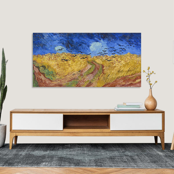 Quadro Stampa su Tela con Telaio in Legno Vincent van Gogh - Wheatfield with Crows