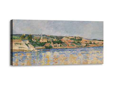 Quadro Stampa su Tela con Telaio in Legno Paul Cezanne - Village at the Water’s Edge