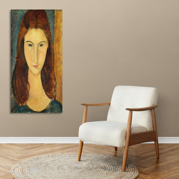 Quadro Stampa su Tela con Telaio in Legno Amedeo Modigliani - Portrait of Jeanne Hébuterne