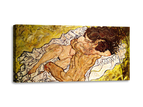 Quadro Stampa su Tela con Telaio in Legno Egon Schiele - The Embrace