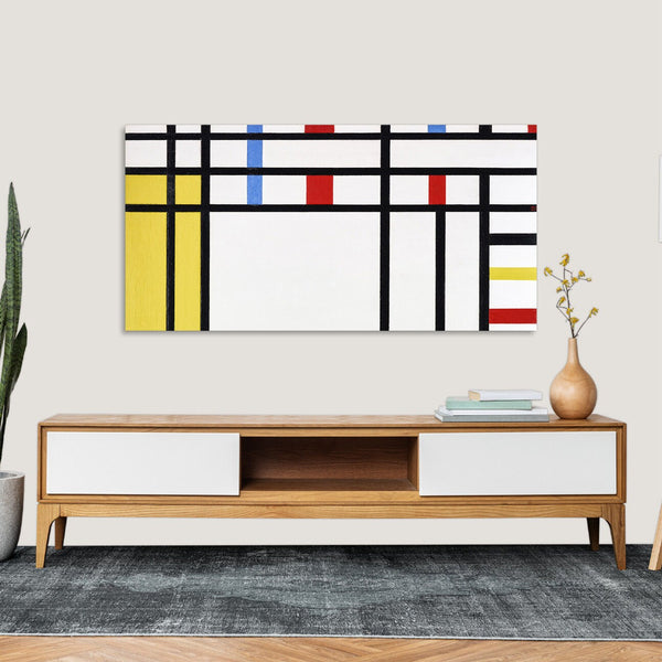 Quadro Stampa su Tela con Telaio in Legno Piet Mondrian - Composition