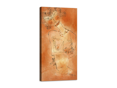 Quadro Stampa su Tela con Telaio in Legno Paul Klee - Lady Inclining Her Head