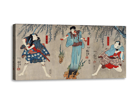 Quadro Stampa su Tela con Telaio in Legno Utagawa Kuniyoshi - Doguya Jinza Hokaibo Bokon Shimobe