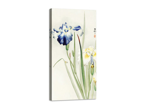 Quadro Stampa su Tela con Telaio in Legno Ohara Koson - Irises