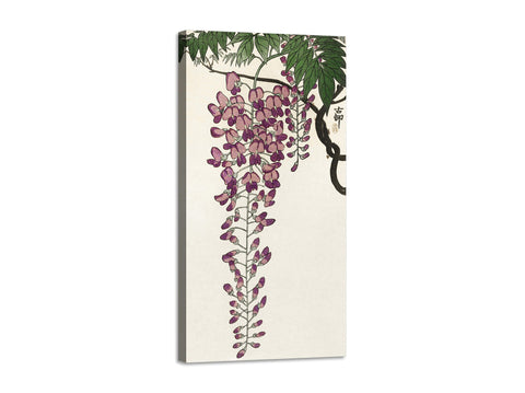 Quadro Stampa su Tela con Telaio in Legno Ohara Koson - Blooming wisteria
