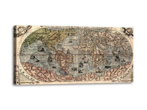 Quadro Stampa su Tela con Telaio in Legno Paolo Forlani - Universale descrittione di tutta la terra