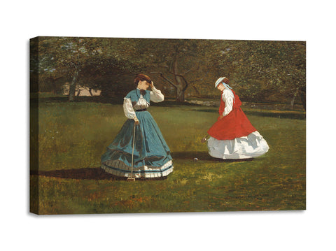 Quadro Stampa su Tela con Telaio in Legno Winslow Homer - Croquet Scene