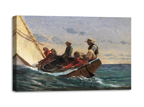 Quadro Stampa su Tela con Telaio in Legno Winslow Homer - Breezing Up, A Fair Wind