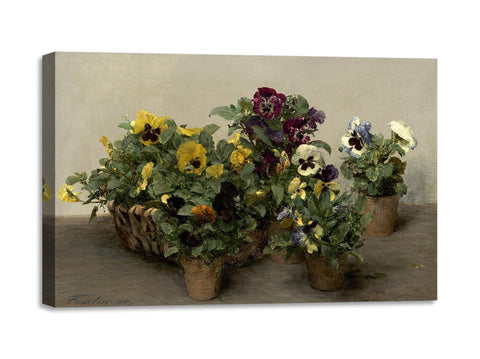 Quadro Stampa su Tela con Telaio in Legno Henri Fantin–Latour - Pansies