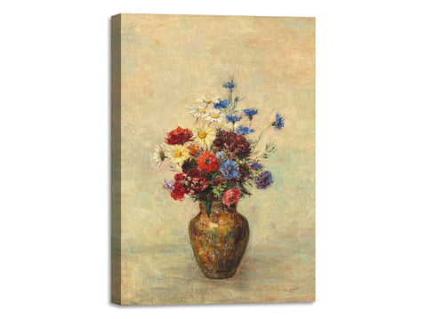 Quadro Stampa su Tela con Telaio in Legno Odilon Redon - Flowers in a Vase