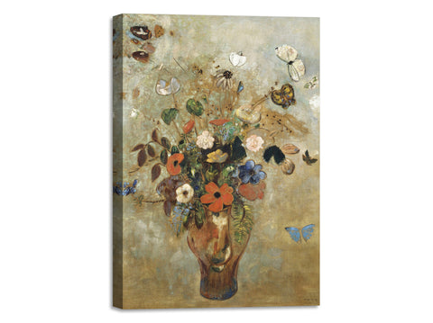 Quadro Stampa su Tela con Telaio in Legno Odilon Redon - Still Life with Flowers