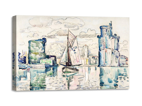 Quadro Stampa su Tela con Telaio in Legno Paul Signac - Entrance to the Harbor of La Rochelle
