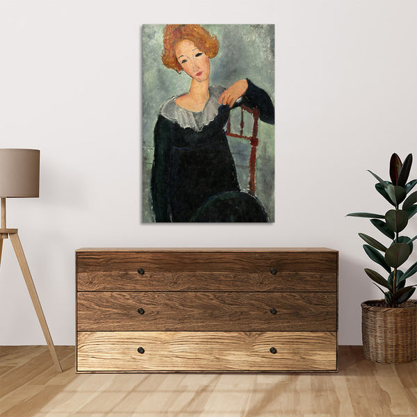 Quadro Stampa su Tela con Telaio in Legno Amedeo Modigliani - Donna con capelli rossi