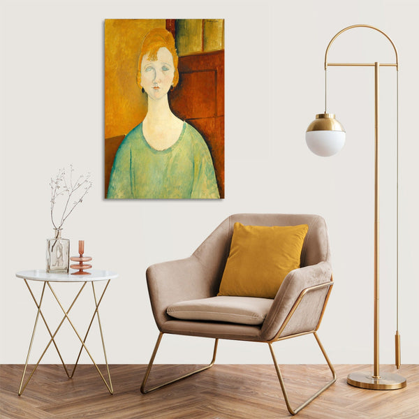 Quadro Stampa su Tela con Telaio in Legno Amedeo Modigliani - Girl in a Green Blouse