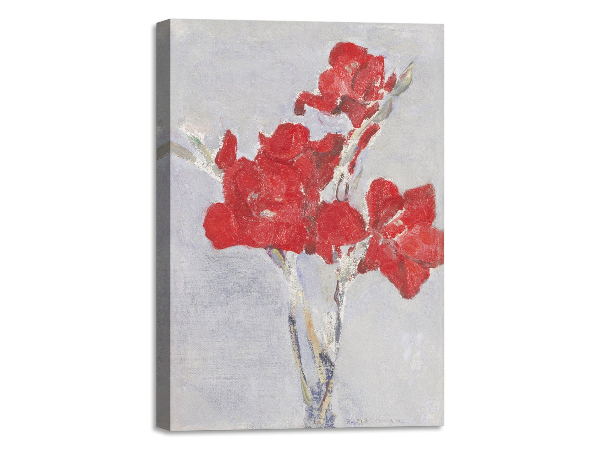 Quadro Stampa su Tela con Telaio in Legno Piet Mondrian - Red Gladioli