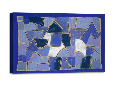 Quadro Stampa su Tela con Telaio in Legno Paul Klee - Blue night