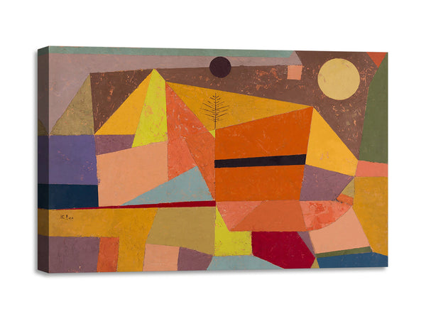 Quadro Stampa su Tela con Telaio in Legno Paul Klee - Joyful Mountain Landscape