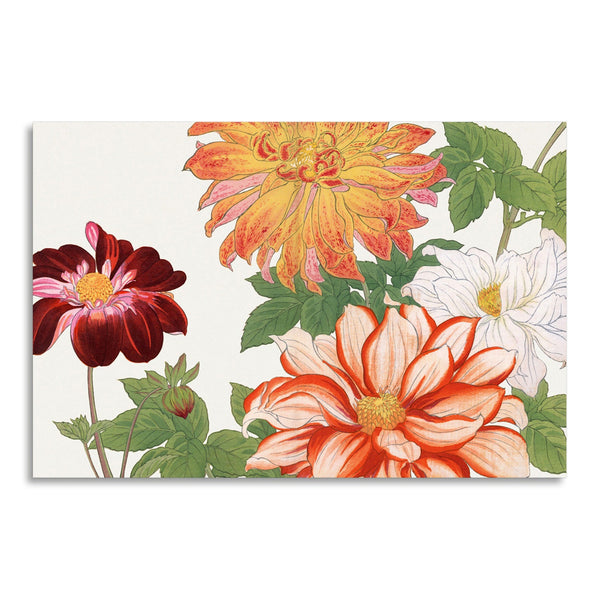 Quadro Stampa su Tela con Telaio in Legno Seiyo Soka Zufu - Dahlia flower