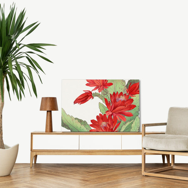 Quadro Stampa su Tela con Telaio in Legno Seiyo Soka Zufu - Phyiiocactus flower