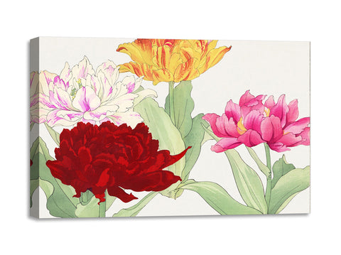 Quadro Stampa su Tela con Telaio in Legno Seiyo Soka Zufu - Peony flower
