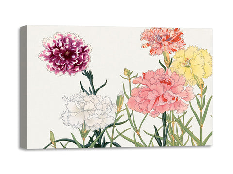 Quadro Stampa su Tela con Telaio in Legno Seiyo Soka Zufu - Carnation flower
