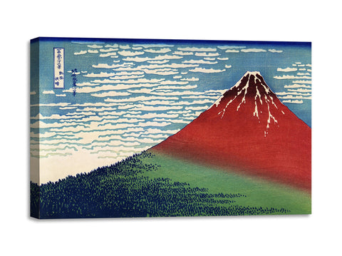Quadro Stampa su Tela con Telaio in Legno Katsushika Hokusai - Fine Wind, Clear Morning