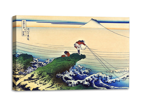 Quadro Stampa su Tela con Telaio in Legno Katsushika Hokusai - Koshu Kajikazawa