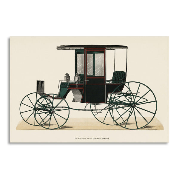 Quadro Stampa su Tela con Telaio in Legno Illustration of a black antique carriage