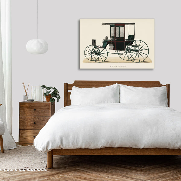 Quadro Stampa su Tela con Telaio in Legno Illustration of a black antique carriage