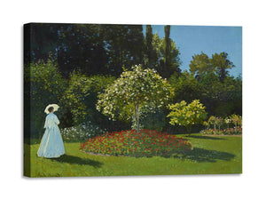 Quadro Stampa su Tela con Telaio in Legno Claude Monet - Lady in the garden